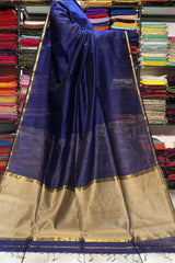 Maheshwari Handwoven Ghicha Pallu Saree - Blue Ghicha image