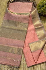 Beautiful Handloom Chex Saree - Pink Grey image