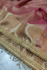 Banarasi Soft Glass Tissue Silk Saree Onion Pink image 4