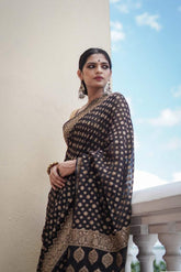 Banarasi Soft Georgette Silk - Black image