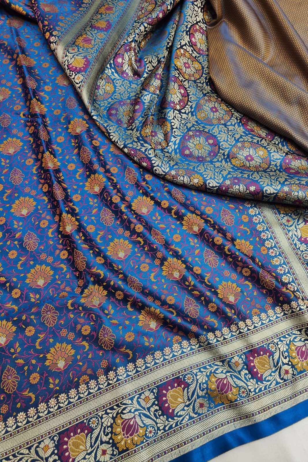 Mashru Silk Tanchui Banarasi Saree - Blue image