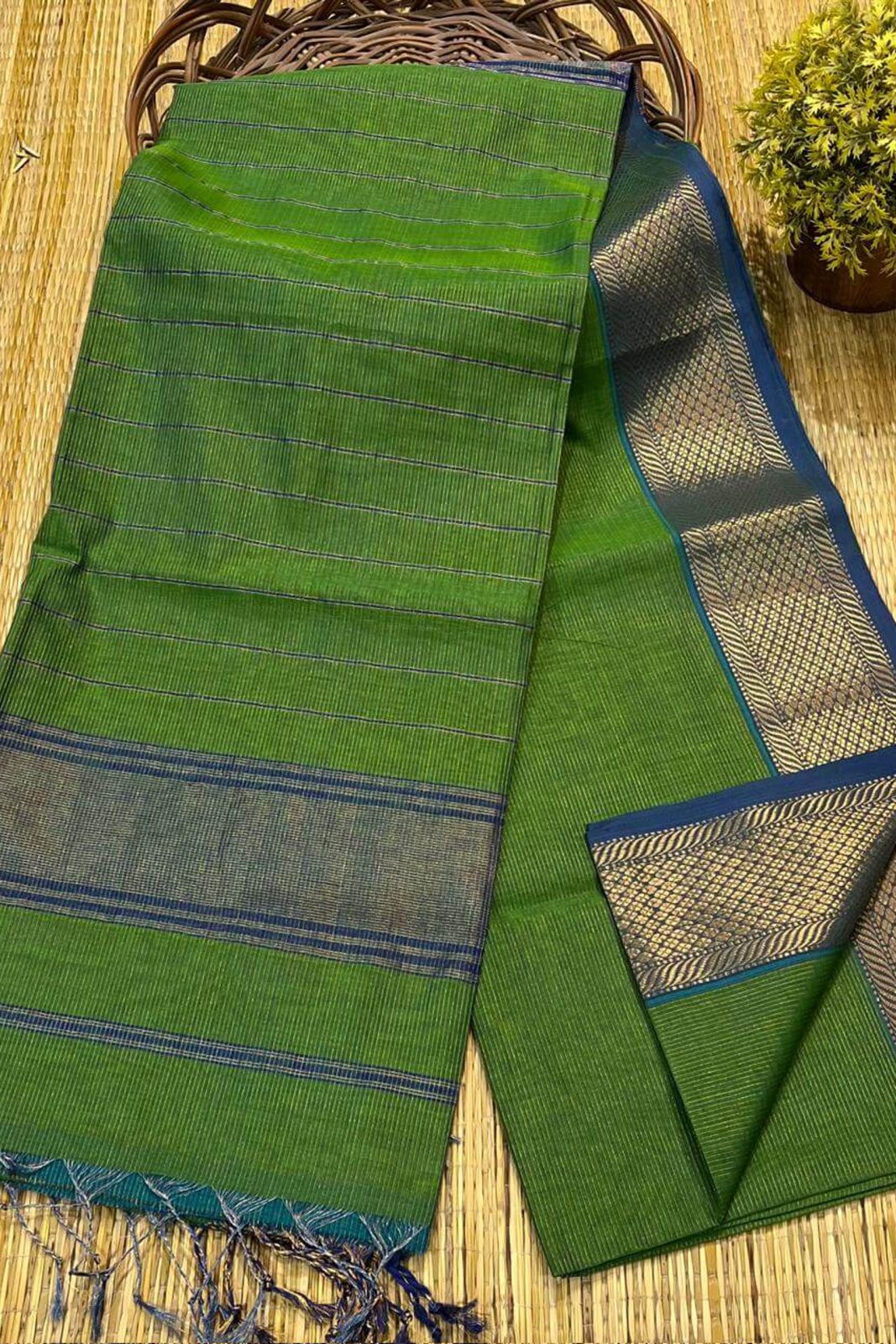 Authentic Maheshwari Handloom Saree - Green image