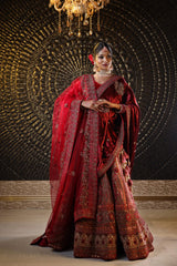 Rich Maroon Lehenga with Beaten Copper Shade image 0