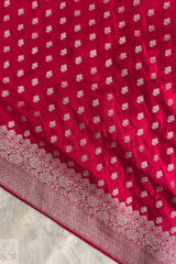 Nakshatras Crimson Red Banarasi Mashru Katan Silk Saree