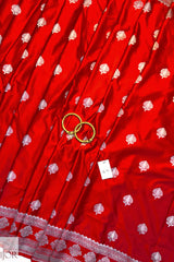 Crimson Red Mashru Silk Saree