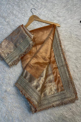 Banarasi Soft Tissue Silk Maharani Saree - Golden image