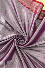 Lavender Cotton Tissue Saree with Naksha Border