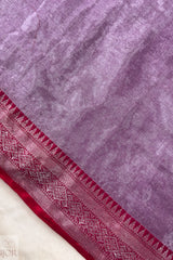 Lavender Cotton Tissue Saree with Naksha Border