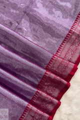 Lavender Cotton Tissue Saree with Naksha Border