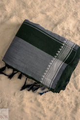 Prathama Pure Cotton Green Saree | Cotton Saree IJOR