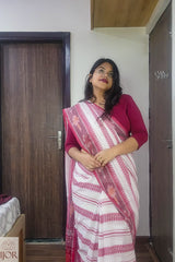 Dhonkhali Red and White Pure Cotton