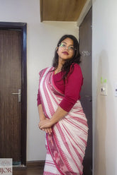 Dhonkhali Red and White Pure Cotton