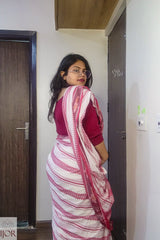 Dhonkhali Red and White Pure Cotton