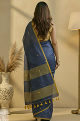 Slatey Mist Pure Mul Cotton Saree