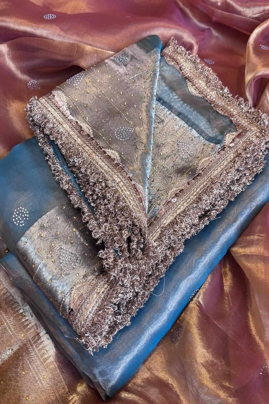 Banarasi Soft Maharani Glass Tissue Silk Saree - Sky Blue image