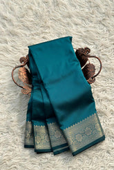 Banarasi Soft Semi Katan Silk Saree - Teal Blue image