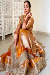 Banarasi Glass Tissue Silk Saree Rustic Gold. Suitable for Wedding.