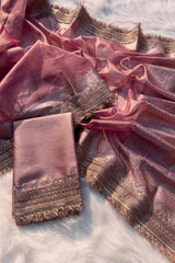 Banarasi Soft Tissue Salmon Pink Silk Saree image 2