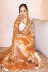 Banarasi Soft Glass Tissue Saree - Orange image