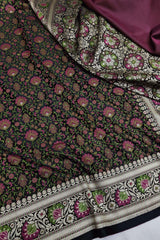Mashru Silk Tanchui Banarasi Saree - Black image