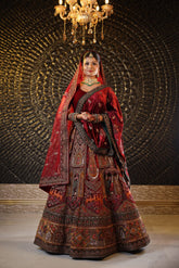 Mahogany Red & Mustard Maroon Lehenga image 0