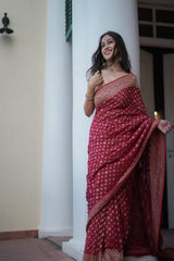 Banarasi Soft Georgette Silk Red