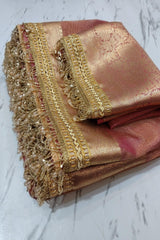 Banarasi Soft Glass Tissue Silk Saree Onion Pink image 3