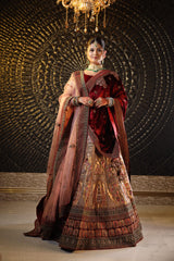 Antique Copper Color with Emroidered Motifs Lehenga image 0
