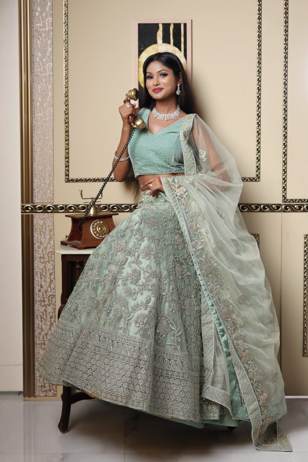 Light Emerald Color Lehenga image 1