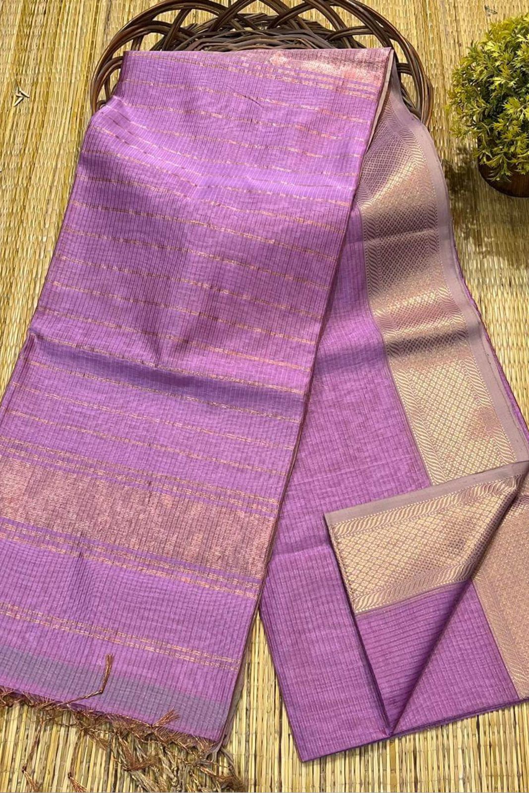 Authentic Maheshwari Handloom Saree - Purple image