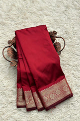 Banarasi Soft Semi Katan Silk Saree - Red image