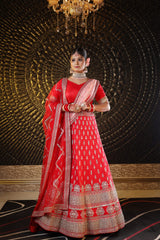 Carmine Red Silk Lehenga image 1