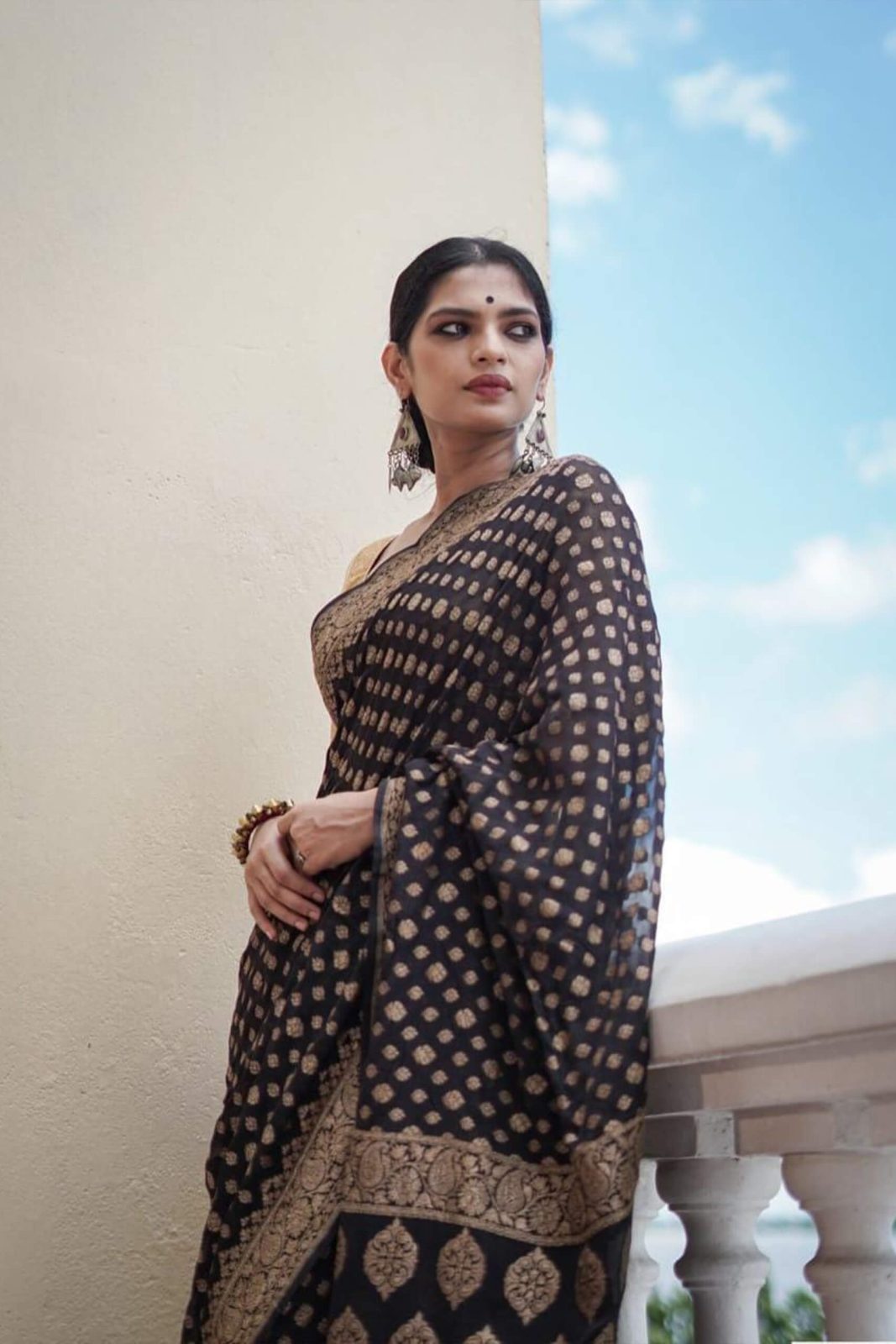 Banarasi Soft Georgette Silk - Black image