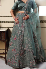Basil Green Sequin Lehenga image 3