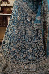 Teal Blue Sequin  Lehenga image 4