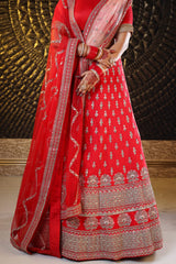 Carmine Red Silk Lehenga image 3