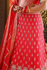 Carmine Red Silk Lehenga image 2