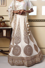 Ivory Sequin Golden Petals Lehenga image 4