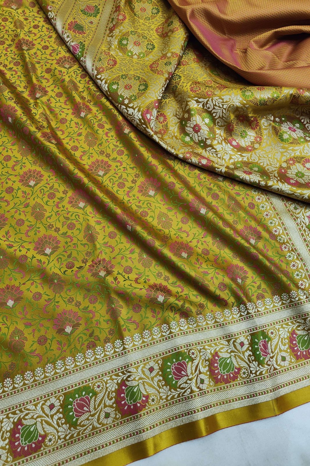 Mashru Silk Tanchui Banarasi Saree - Mustard image