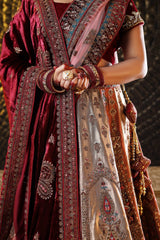 Copper Beige Maroon Silk Lehenga image 1