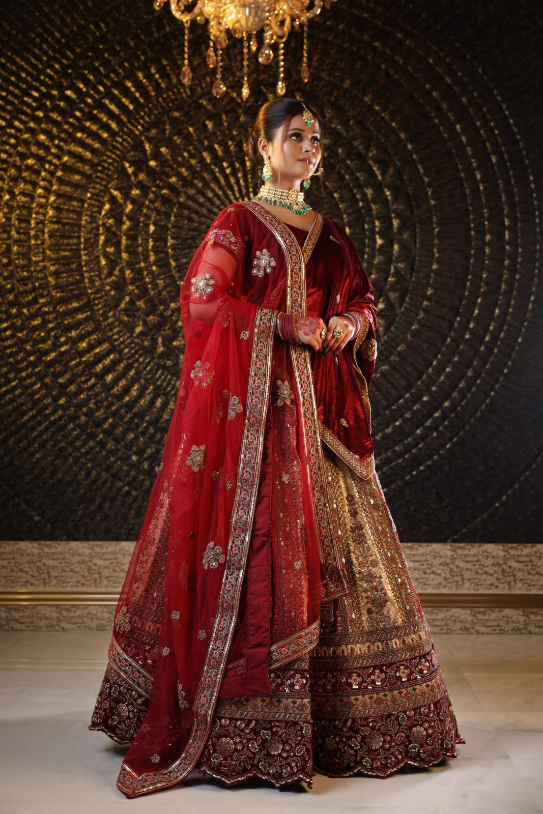 Copper Shades Royal Maroon Silk Lehenga image 3