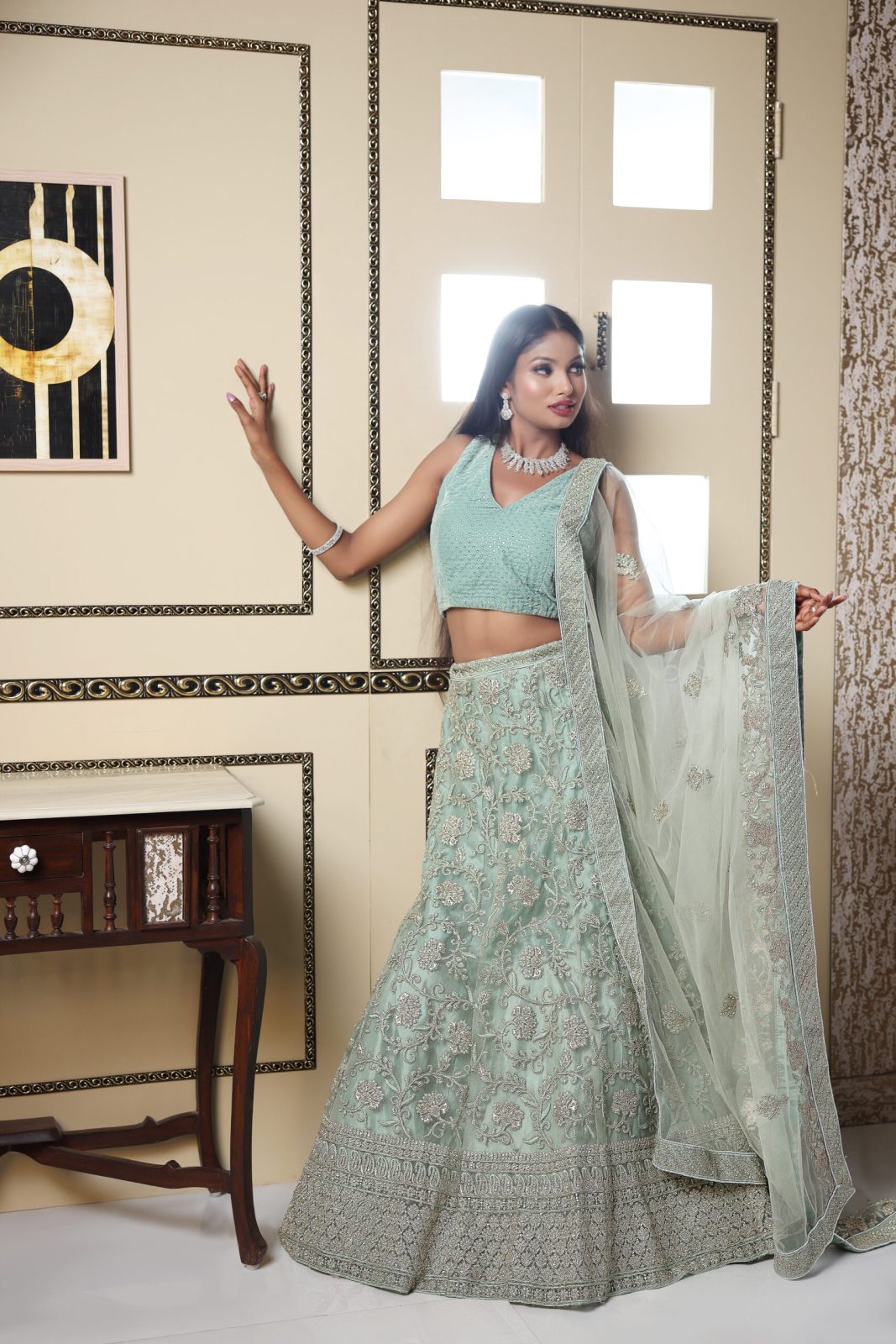 Light Emerald Color Lehenga image 4