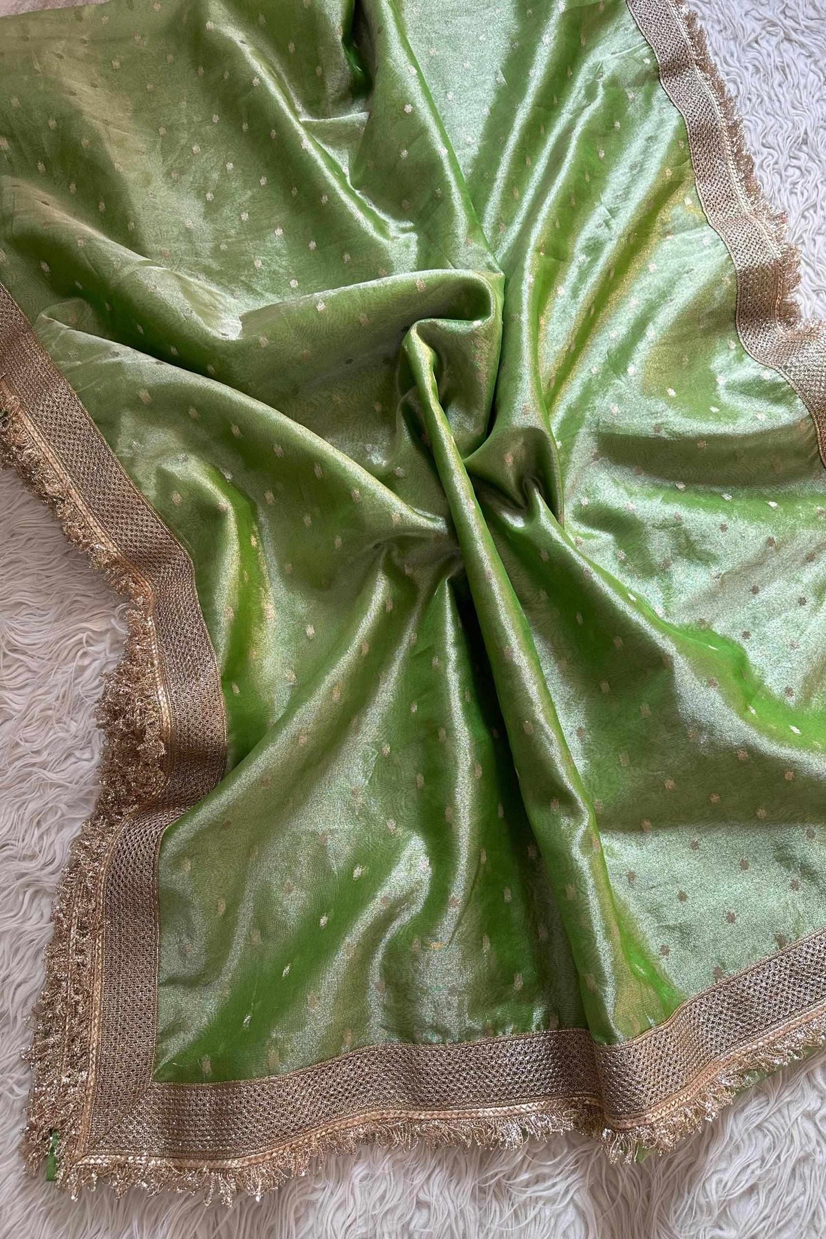 Banarasi Tissue Zari Saree Green