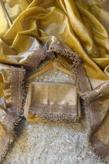 Kanak - Tissue Silk Saree with Stone work and Maharani Lace Golden