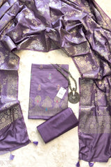 Lavender Banarasi Chiniya Silk with Zari Work Unstitched Salwar Suit