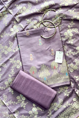 Lavender Banarasi Chiniya Silk with Zari Work Unstitched Salwar Suit