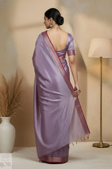 Lavender Cotton Tissue Saree with Naksha Border