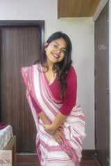 Dhonkhali Red and White Pure Cotton
