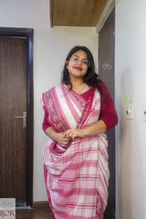 Dhonkhali Red and White Pure Cotton
