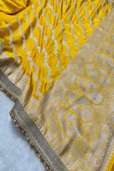 Mashru Silk Banarasi Saree Yellow